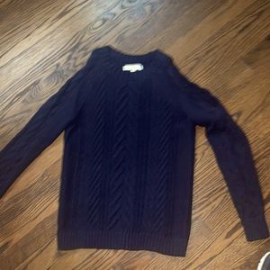 Open shoulder, navy sweater